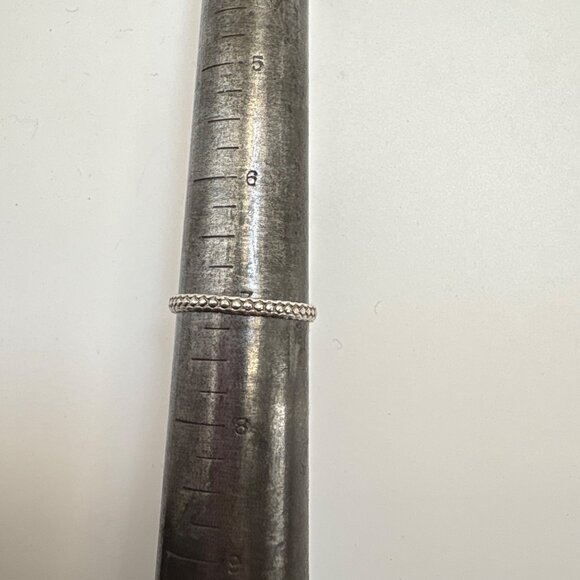 VTG Solid Sterling Silver 925 Illusion Stone Beaded Band Minimalist Ring Size 7 - Picture 10 of 11